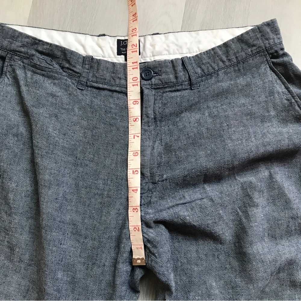 J CREW GRAY LINEN THE SUTTON PANTS STRAIGHT LEG FLAT FRONT MENS 36